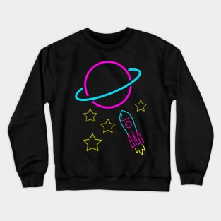 Neon Spaceship Crewneck Sweatshirt